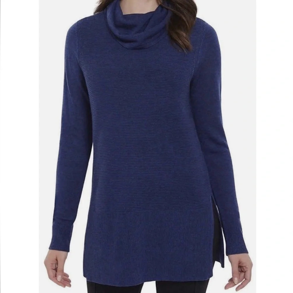 ADRIENNE VITTADINI Longlined Knit Turtleneck Tunic Sweater Top